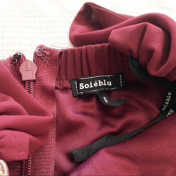 Soiéblu BURGUNDY CREAM BEADED CHIFFON CORSET FORMAL EVENING BALL GOWN DRESS - Picture 9 of 12